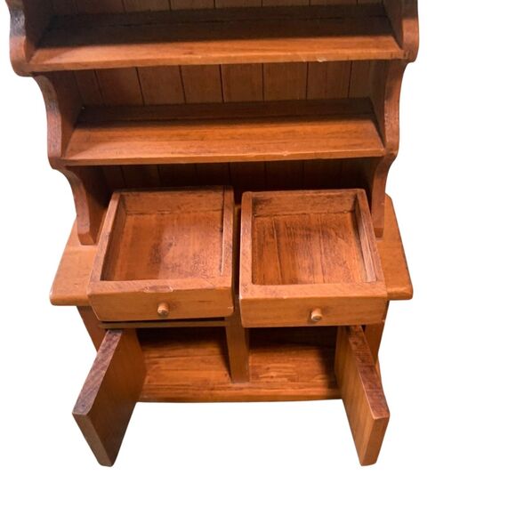 Toncoss Sturbridge Signed Vintage Miniature Dollhouse Wood Hutch Cupboard - Picture 4 of 8